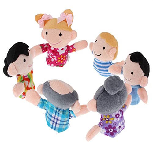 6 Piece Mini Grandparents, Finger Puppet Set, Cloth Velvet Puppets, 6 People Family Members Finger Puppets Toys Set, Story Time, Party Favors for Boys Girls Birthday Gifts Christmas Stocking Stuffers