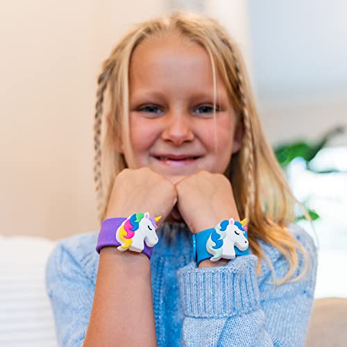 FROG SAC 3 Flashing LED Unicorn Slap Bracelets for Kids, Light Up Unicorns Slap Bracelet Wrist Bands for Girls, Tween Girl Birthday Party Favors, Goodie Bag Easter Basket Stocking Stuffers