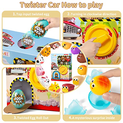 Toddler Chicken Easter Eggs Toys,Cars Advent Calendar for Kids, Animal Stocking Stuffer Toy Cars with Animals Vehicles Set, Play Race Cars and Trucks Perfect for Toddler, Boys and Girls