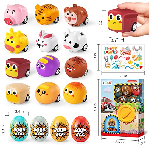 Toddler Chicken Easter Eggs Toys,Cars Advent Calendar for Kids, Animal Stocking Stuffer Toy Cars with Animals Vehicles Set, Play Race Cars and Trucks Perfect for Toddler, Boys and Girls