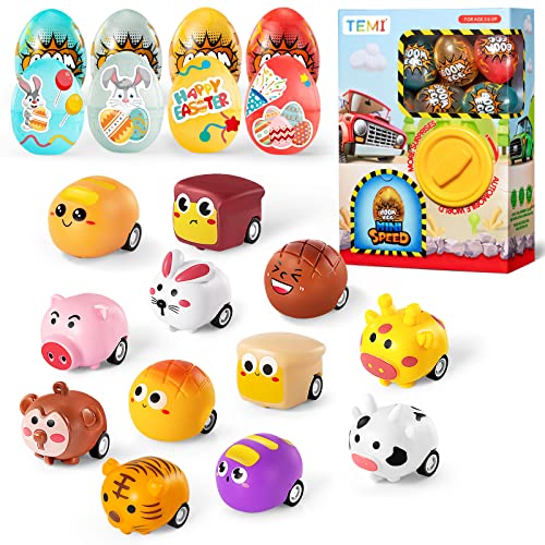 Toddler Chicken Easter Eggs Toys,Cars Advent Calendar for Kids, Animal Stocking Stuffer Toy Cars with Animals Vehicles Set, Play Race Cars and Trucks Perfect for Toddler, Boys and Girls