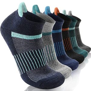 merino wool ankle hiking socks compression warm thermal winter thick cushion running moisture wicking no show socks gifts stocking stuffers for women men 6 pairs(color mix,m)