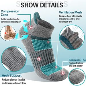 Merino Wool Ankle Hiking Socks Compression Warm Thermal Winter Thick Cushion Running Moisture Wicking No Show Socks Gifts Stocking Stuffers for Women Men 6 Pairs(Color Mix,M)