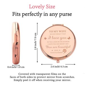 Birthday Gifts for Wife I Love You Wife Gift Rose Gold Compact Mirror Wife Christmas Gift Ideas Valentines Day Gifts for Her Stocking Stuffers for Women Wedding Gifts for Wife Romantic Bride Gifts