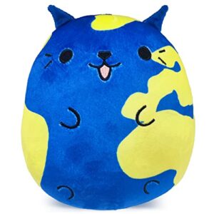 weighted cat stuffed animals 10″ big kawaii cute plushie for girls boys anxiety, anime cat plush toy, kitten soft plushy for christmas stocking stuffers party favors birthday gift for kids (blue1)