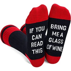 zmart funny secret santa gifts wine socks wine gifts for women, if you can read this socks bring me wine socks womens novelty socks wine stocking stuffers