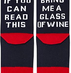 Zmart Funny Secret Santa Gifts Wine Socks Wine Gifts for Women, If You Can Read This Socks Bring Me Wine Socks Womens Novelty Socks Wine Stocking Stuffers