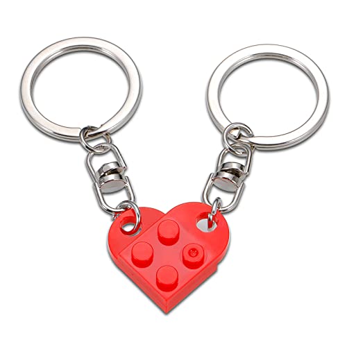 SYGUNAR Matching Couples Stuff Keychain Valentine's Day Gifts for Boyfriend Girlfriend Red Heart Stocking Stuffers for Women