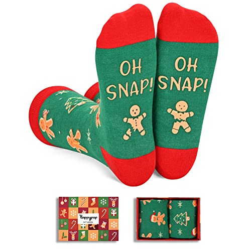 HAPPYPOP Funny Christmas Socks for Men Women Boys Girls Holiday Socks Gingerbread Gifts Stocking Stuffers for Teens Girls Secret Santa Gifts Christmas Gifts Box