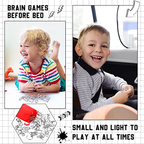 Metal Brain Teaser Puzzles Set of 36 with Pouch, Steel IQ Puzzle Games Physics Mind Metal Puzzles for Adults Basket Stocking Stuffers for Teen Boys Girls Kids Desk Trinkets Challenge Gifts