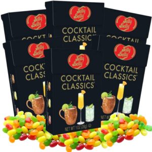 gourmet non-alcoholic cocktail flavored jelly beans, delicious mocktail candies, fun gift sets for bachelorette parties, party favors, and easter basket stuffers, pack of 6