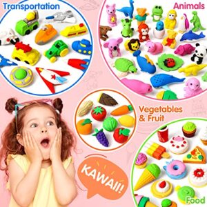 Arscniek 40 Pack Pencil Erasers for Kids Bulk Toys, Puzzle Animal Erasers 3D Mini Erasers Take Apart Food Erasers, Party Favors Desk Pets Classroom Prizes Treasure Box Stocking Stuffers for Kid Gifts