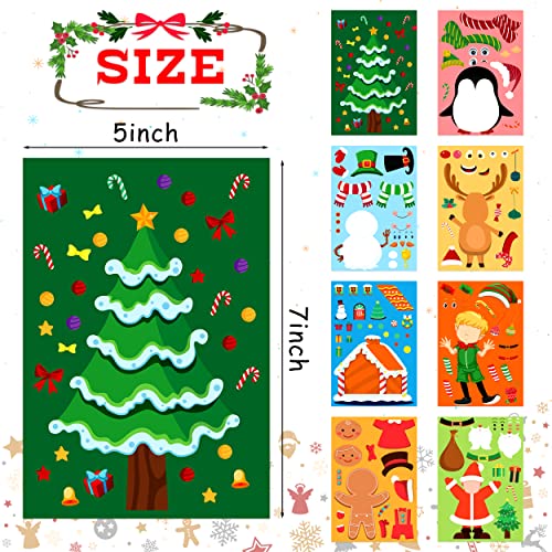 LINAYE 48 Sheets Christmas Stickers Crafts for Kids Toddlers, 8 Styles Make Your Own Christmas Stickers Christmas Goodie Treat Bag Stocking Stuffers Christmas Game Activities for Kids Toddlers Christmas Party Favors