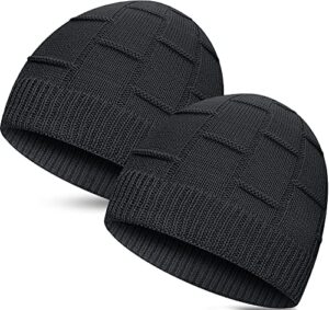 2 pack beanie hats,unique christmas stocking stuffers gifts for women men teenagers girls her husband boys (black+black)