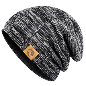 Beanie for Men Hats Slouchy - Winter Skull Cap for Guys Women Cool Beanies Knit Warm Christmas Stocking Stuffer Gifts Idea Black