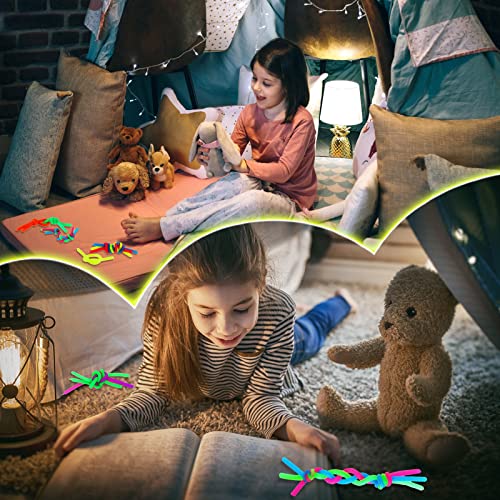 100 Pcs Glow Stretchy String Fidget Sensory Toys Monkey Noodle Fidget Toy Stress Relief Toys Calming Noodle Fidget Stress and Anxiety Toys for Stocking Stuffers Party Favors Prizes, 3 Sizes (Glow)