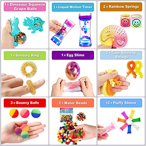 72 Pcs Fidget Toys Pack Party Favors for Kids Adults, Anxiety and Stress Relief Fidgets Sensory Toy Carnival Treasure Classroom Prizes Stocking Stuffers Treasure Box Pinata Goodie Bag Fillers