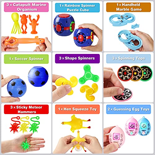 72 Pcs Fidget Toys Pack Party Favors for Kids Adults, Anxiety and Stress Relief Fidgets Sensory Toy Carnival Treasure Classroom Prizes Stocking Stuffers Treasure Box Pinata Goodie Bag Fillers