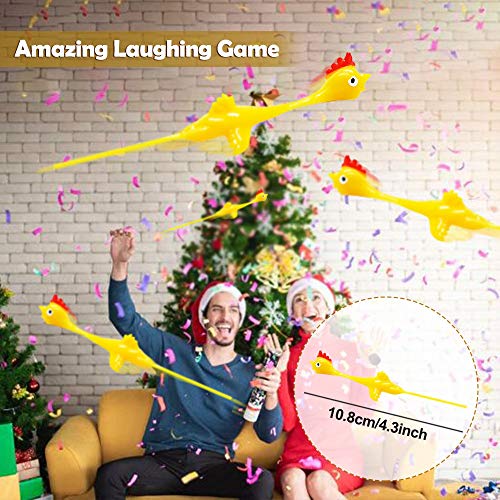 Namii W Slingshot Chicken Rubber Chicken Flick Chicken Flying Chicken Flingers Stress Gag Toys, Rubber Chicken Slingshot Funny Christmas Stuffers Easter Chicks Novelty Gifts for Kids (Yellow 10 Pcs)