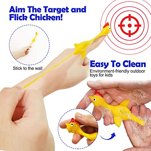 Namii W Slingshot Chicken Rubber Chicken Flick Chicken Flying Chicken Flingers Stress Gag Toys, Rubber Chicken Slingshot Funny Christmas Stuffers Easter Chicks Novelty Gifts for Kids (Yellow 10 Pcs)