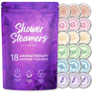 Cleverfy Shower Steamers Aromatherapy - 18 Pack of Shower Bombs with Essential Oils. Birthday Gifts for Women and Men. Purple Set