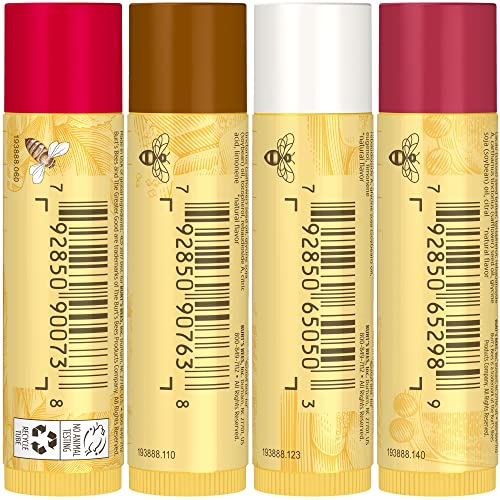 Burt's Bees Lip Balm Easter Basket Stuffers, Moisturizing Lip Care, Festive Fix Set - Peppermint, Salted Caramel, Cranberry Spritz & Shortbread Cookie (4 Pack)