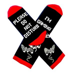 Do Not Disturb I'm Gaming Socks Novelty Gamer Socks Funny Gifts Easter Basket Stuffers for Teen Boys Kids Men Women