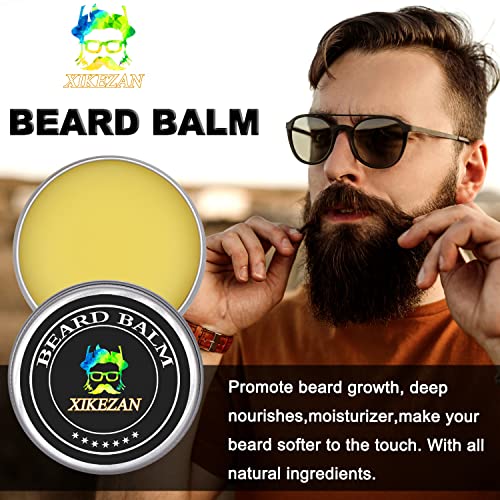 XIKEZAN Beard Growth Kit,w/Beard Roller,Beard Growth Oil,Beard Conditioner,Beard Wash,Balm,Comb,Brush,Scissor,Bag,EBook,Beard Care Grooming Kit Christmas Stocking Stuffers Gifts for Men Him Husband