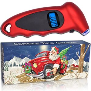 tire pressure gauge in gift box. christmas stocking stuffers for men women adults. car accessories gadgets for him, dad gifts. up to 150 psi for car, truck, bicycle, w/backlit screen