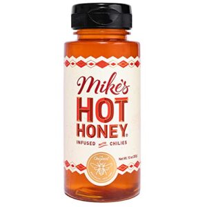 mike’s hot honey 10 oz easy pour bottle (1 pack), honey with a kick, sweetness & heat, 100% pure honey, shelf-stable, gluten-free & paleo, more than sauce – it’s hot honey