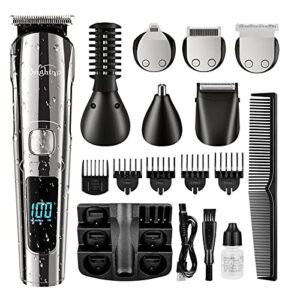 brightup beard trimmer for men – 18 piece beard grooming kit with hair clippers, hair trimmer, electric razor – ipx7 waterproof mustache, face, nose, ear, balls, body shavers – mens gifts, fk-8688t