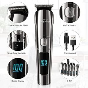 Brightup Beard Trimmer for Men - 18 Piece Beard Grooming Kit with Hair Clippers, Hair Trimmer, Electric Razor - IPX7 Waterproof Mustache, Face, Nose, Ear, Balls, Body Shavers - Mens Gifts, FK-8688T