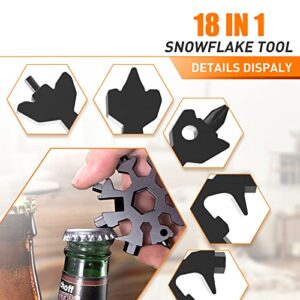 Gifts for Men, 18-in-1 Snowflake Multitool, Cool Gadgets Tools for Men, Camping Accessories, Gifts for Him, Boyfriend, Dad, Husband, Grandpa, Birthday Gifts for Men Who Have Everything (Black)