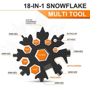 Gifts for Men, 18-in-1 Snowflake Multitool, Cool Gadgets Tools for Men, Camping Accessories, Gifts for Him, Boyfriend, Dad, Husband, Grandpa, Birthday Gifts for Men Who Have Everything (Black)