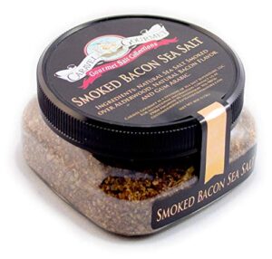 smoked bacon salt – bacon seasoning great for cooking or as a finishing salt – alderwood smoked fine sea salt – 4 oz. stackable jar – caravel gourmet salt