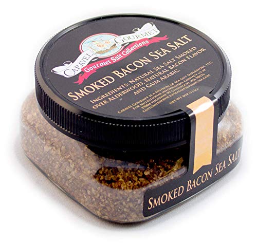 Smoked Bacon Salt - Bacon Seasoning Great for Cooking or as a Finishing Salt - Alderwood Smoked Fine Sea Salt - 4 oz. Stackable Jar - Caravel Gourmet Salt