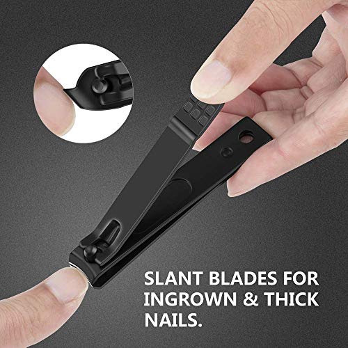 Nail Clippers Set Black Matte Stainless Steel Fingernail & Thick Toenail & Ingrown Nail Clippers, Perfect 3 pcs Nail Clippers Cutter for Men and Women(Black)