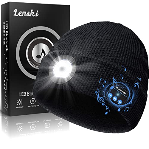 Lenski Gifts for Men, Bluetooth Beanie Hat Mens Gifts, Cool Stuff for Dad Mom, Birthday Gifts for Men Who Have Everything, Unique Cool Gadgets for Women, Fathers Gifts for Dad, Him, Husband Black