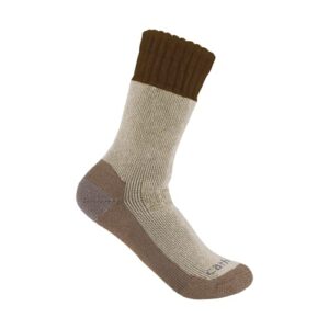 carhartt men’s heavyweight synthetic-wool blend boot sock, brown, medium