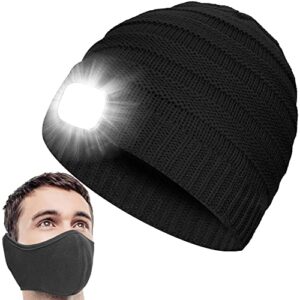 beanie winter hat with light led unique christmas hunting gifts stocking stuffers for men women teen adult her black