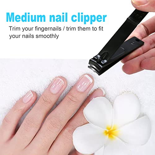 4 PCS Premium Nail Clippers Set, Ultra Sharp Large Toenail Clippers for Thick Nails, Small Fingernail Clipper, Slanted Nail Cutter, Stainless Steel Nail File, Nail Clippers for Men Women Kids (Black)