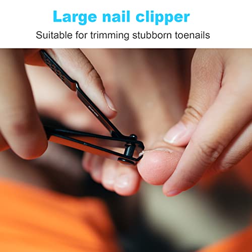 4 PCS Premium Nail Clippers Set, Ultra Sharp Large Toenail Clippers for Thick Nails, Small Fingernail Clipper, Slanted Nail Cutter, Stainless Steel Nail File, Nail Clippers for Men Women Kids (Black)