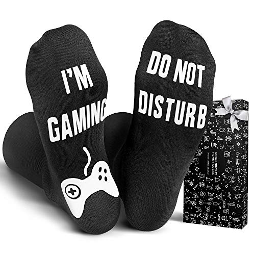 PARIGO Funny Gaming Socks Gifts for Men - Valentines Day Gifts for Him Novelty White Elephant Santa Gift Ideas for Teen Gaming Lovers Boys Birthday