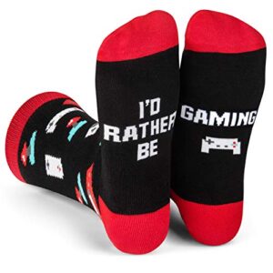 i’d rather be – funny novelty socks stocking stuffer gift for men and women (gaming)