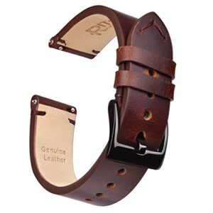ritche christmas stocking stuffers 22mm classic genuine leather watch band, quick release vintage leather watch strap compatible with fossil timex expedition rugged metal watch 45mm / seiko skx007j1 – coffee watch bands christmas stocking stuffers for men