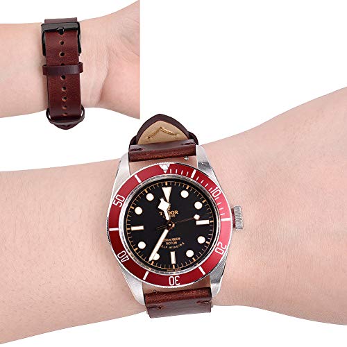 Ritche Christmas Stocking Stuffers 22mm Classic Genuine Leather Watch Band, Quick Release Vintage Leather Watch Strap Compatible with Fossil Timex Expedition Rugged Metal Watch 45mm / Seiko SKX007J1 - Coffee Watch Bands Christmas Stocking Stuffers for Men