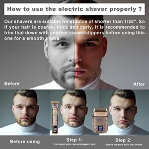 Ufree Electric Razor for Men, Double Foil Head Shaver, 3 Adjustable Speeds Electric Shavers, Close Head Shaver for Bald Men, Beard Trimmer with 2 Foil, Barber Supplies, Gifts for him