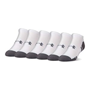 under armour adult resistor 3.0 no show socks, multipairs , white/graphite (6-pairs) , large
