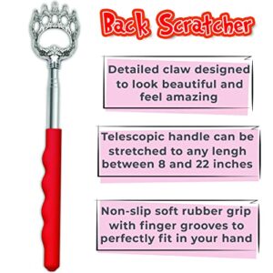 2 Extendable Back Scratchers, Santa's Claws Telescopic Back Massager in Christmas Gifts Box, Funny Christmas Stocking Stuffer for Men, Dads Women, Adults. Christmas Bear Claw Massage Tool for Back