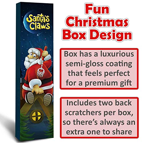 2 Extendable Back Scratchers, Santa's Claws Telescopic Back Massager in Christmas Gifts Box, Funny Christmas Stocking Stuffer for Men, Dads Women, Adults. Christmas Bear Claw Massage Tool for Back